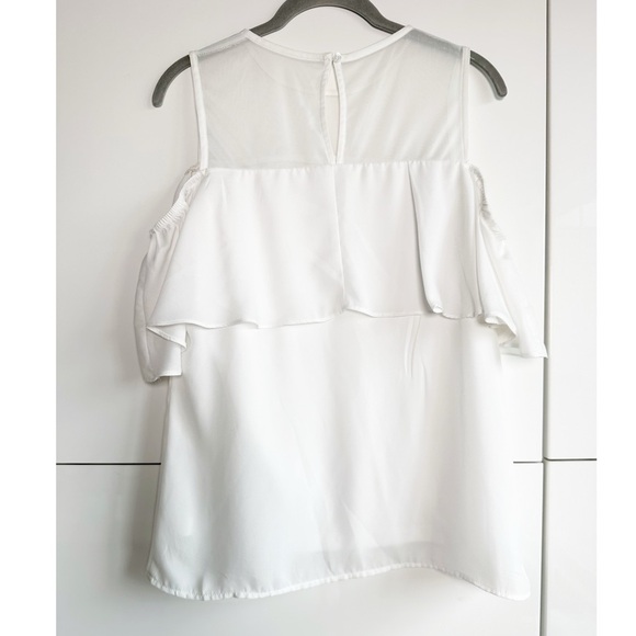 Jules & Leopold White Cold Shoulder Blouse Top Size Small Ruffle - Picture 4 of 9
